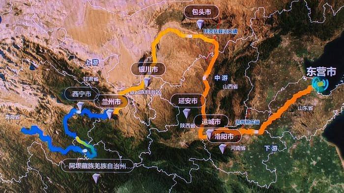 △黃河發(fā)源于青藏高原，呈“幾”字形流經(jīng)青海、四川、甘肅、寧夏、內(nèi)蒙古、山西、陜西、河南、山東9省區(qū)，全長5464公里。(資料圖)