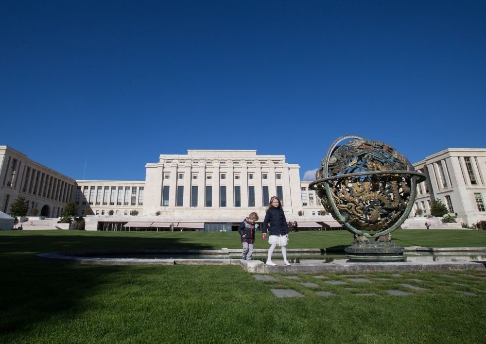 這是在瑞士日內(nèi)瓦拍攝的聯(lián)合國萬國宮外景（2017年10月7日攝）。新華社記者 徐金泉 攝