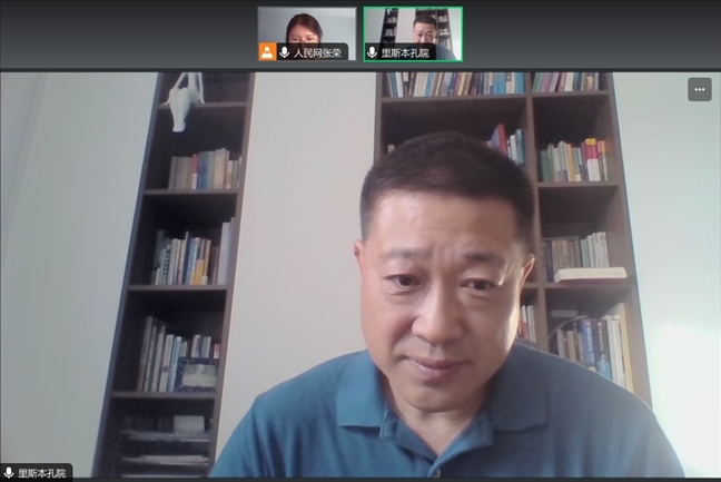 里斯本大學(xué)孔子學(xué)院中方院長王錦程。 采訪截圖