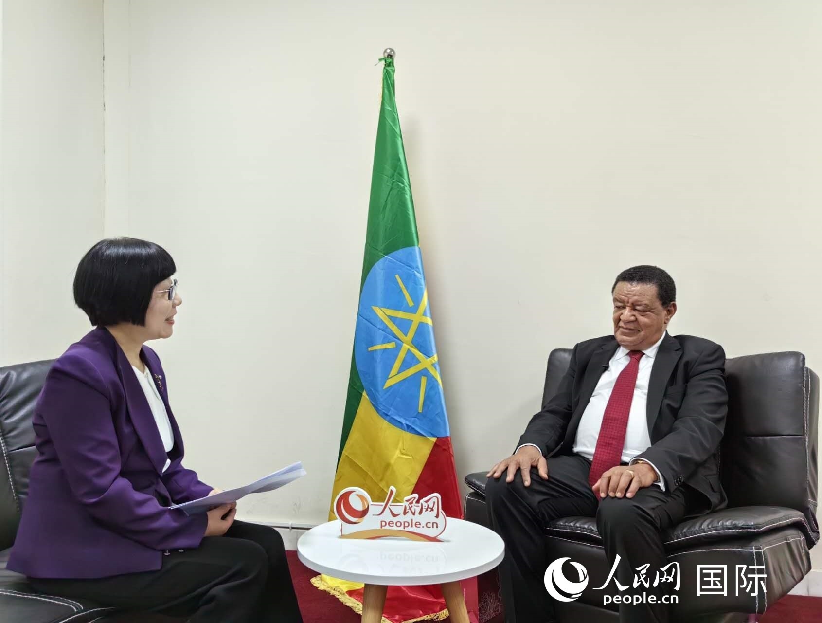 穆拉圖·特肖梅接受人民網(wǎng)記者唐維紅采訪。人民網(wǎng)記者 陳星星攝