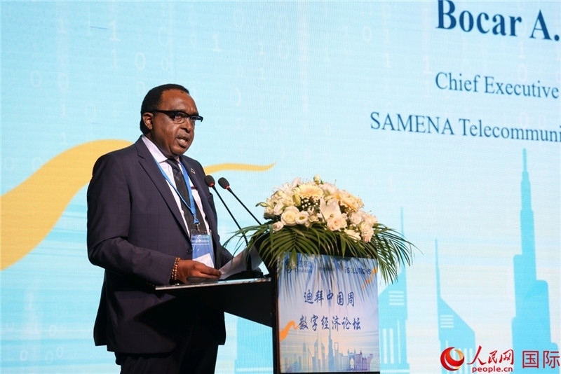 SAMENA電信協(xié)會首席執(zhí)行官博卡爾致辭。人民網(wǎng)記者任皓宇攝