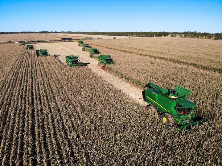 9月20日在位于黑龍江雙鴨山市友誼縣的北大荒農(nóng)業(yè)股份有限公司友誼分公司一地塊拍攝的秋收現(xiàn)場（無人機(jī)照片）。新華社記者 王松 攝