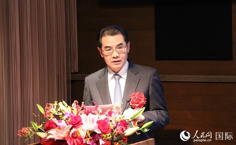 中國駐日本大使吳江浩發(fā)表致辭。人民網(wǎng) 許可攝