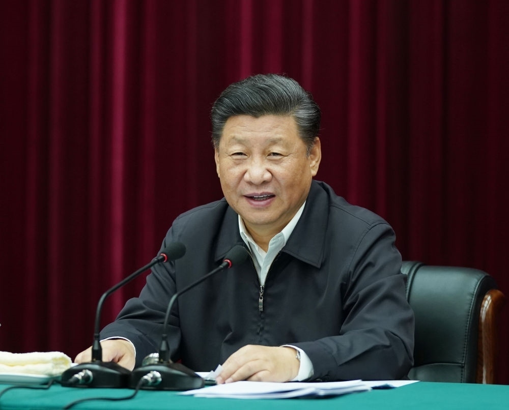 2019年9月18日上午，中共中央總書記、國家主席、中央軍委主席習(xí)近平在鄭州主持召開黃河流域生態(tài)保護(hù)和高質(zhì)量發(fā)展座談會(huì)并發(fā)表重要講話。新華社記者 謝環(huán)馳 攝