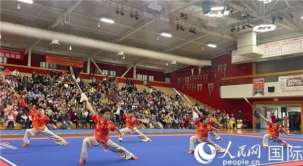中國武術(shù)隊員表演現(xiàn)場。人民網(wǎng)記者 鄧圩攝