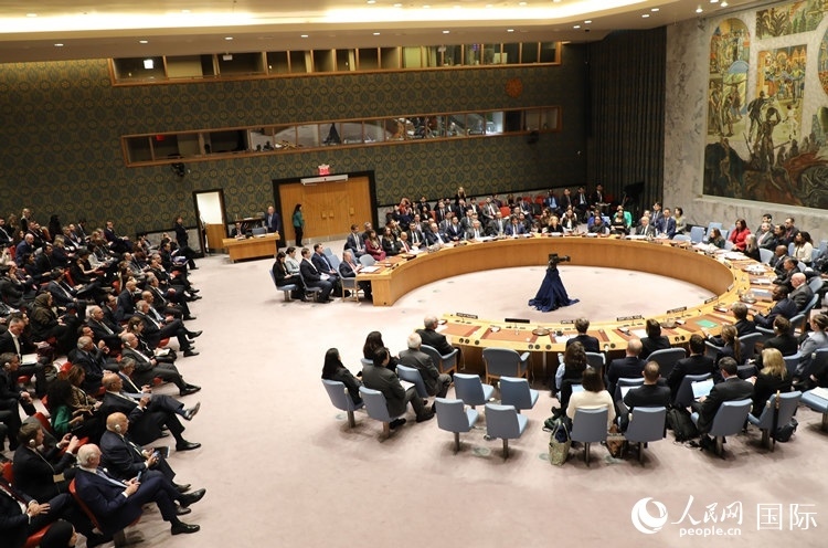 4月18日，聯(lián)合國(guó)總部安理會(huì)投票現(xiàn)場(chǎng)。 人民網(wǎng)記者 李志偉攝