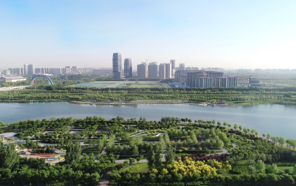 石家莊市滹沱河景色（2022年5月16日攝，無人機照片）。新華社記者 楊世堯 攝