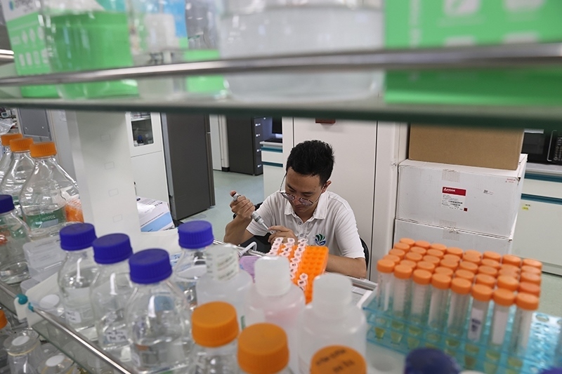 在三亞崖州灣科技城，一名青年科技工作者正在進(jìn)行科研工作。