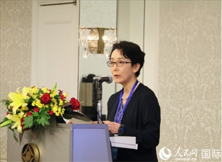 日本貿(mào)易振興機構(gòu)（JETRO）企劃部海外地區(qū)戰(zhàn)略主管日向裕彌致辭。人民網(wǎng) 許可攝