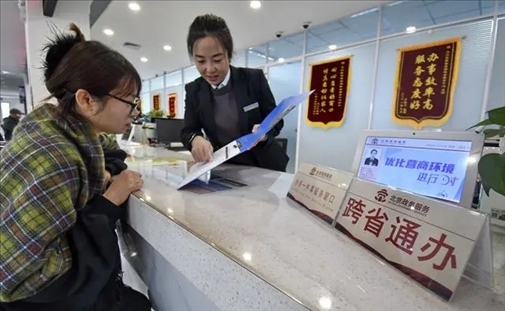 2024年3月25日，北京大興區(qū)，工作人員為群眾辦理跨省政務(wù)事宜。