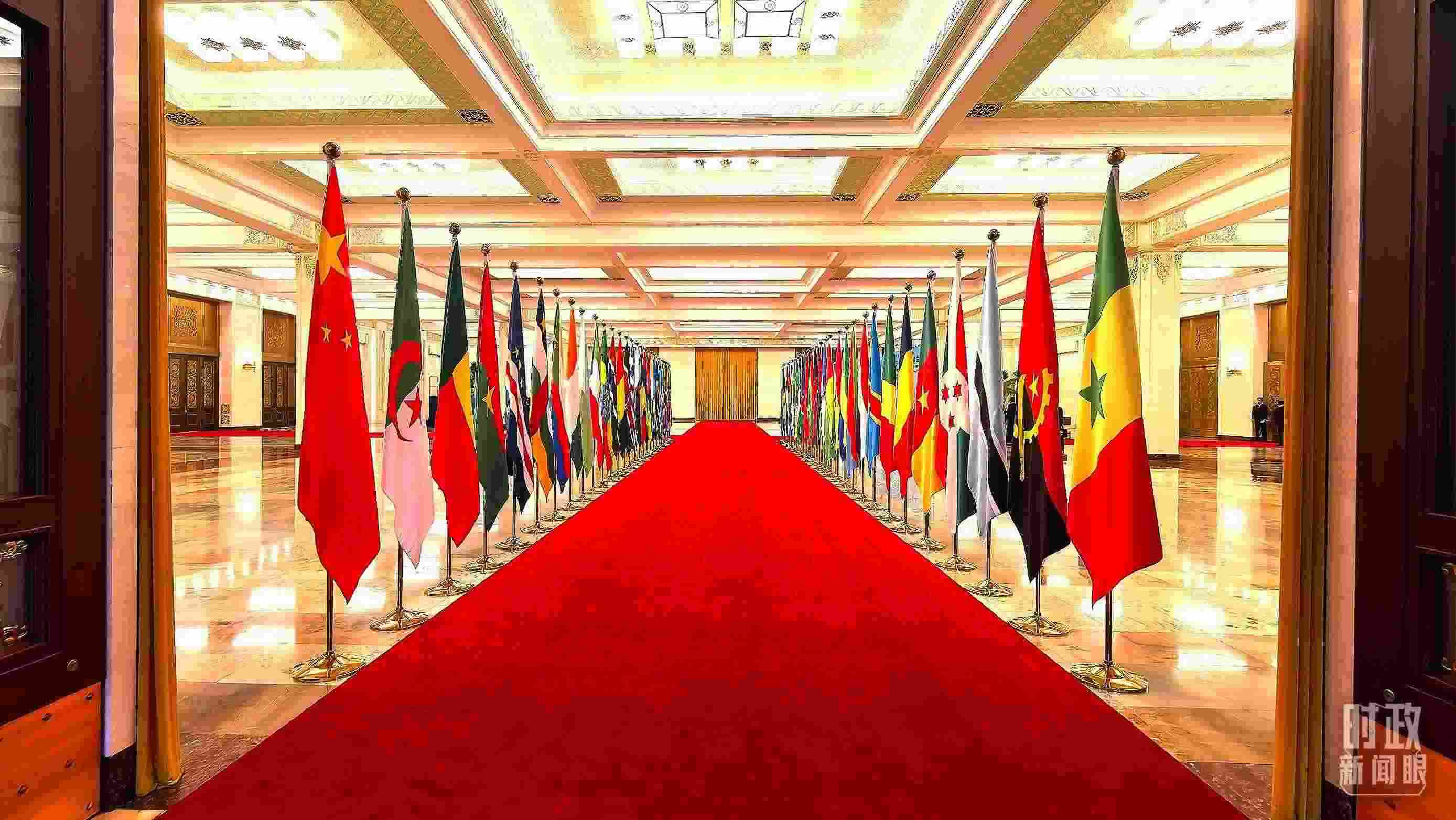  △人民大會堂內(nèi)的旗陣。（總臺央視記者馬超拍攝）