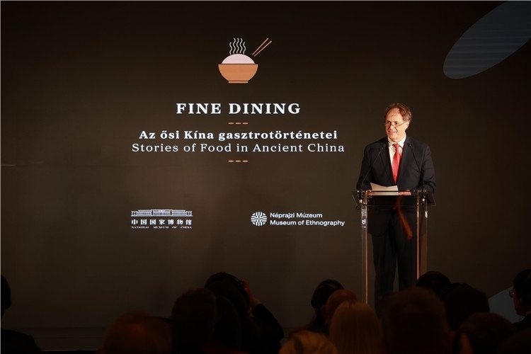 匈牙利文化和創(chuàng)新部副國務(wù)秘書喬鮑致辭。圖片由中國駐匈牙利大使館提供。