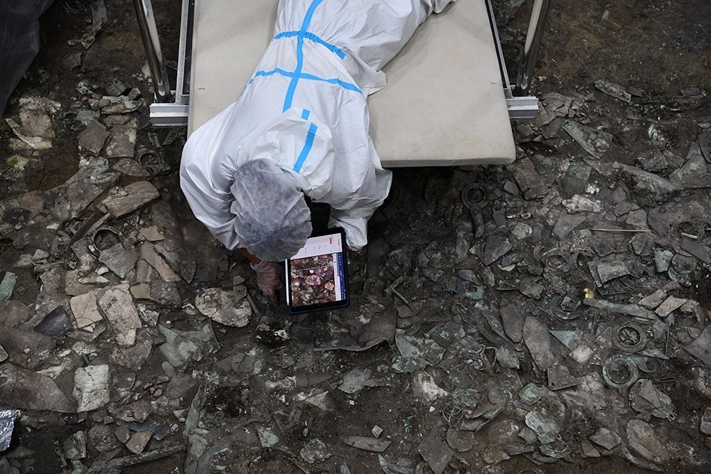 2022年6月28日，四川德陽，三星堆7號(hào)祭祀坑發(fā)掘現(xiàn)場(chǎng)。