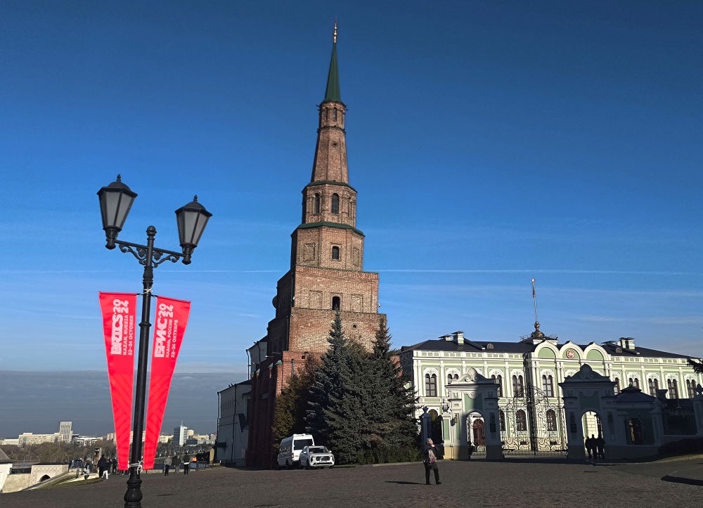 這是2024年10月20日拍攝的俄羅斯喀山克里姆林宮一景。新華社記者 丁海濤 攝