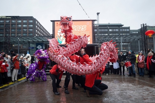 舞龍、舞獅表演。中國(guó)駐芬蘭大使館供圖