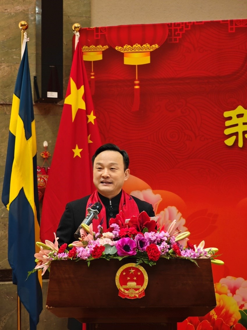 中國(guó)駐哥德堡總領(lǐng)事楊培棟致辭。中國(guó)駐哥德堡總領(lǐng)館供圖
