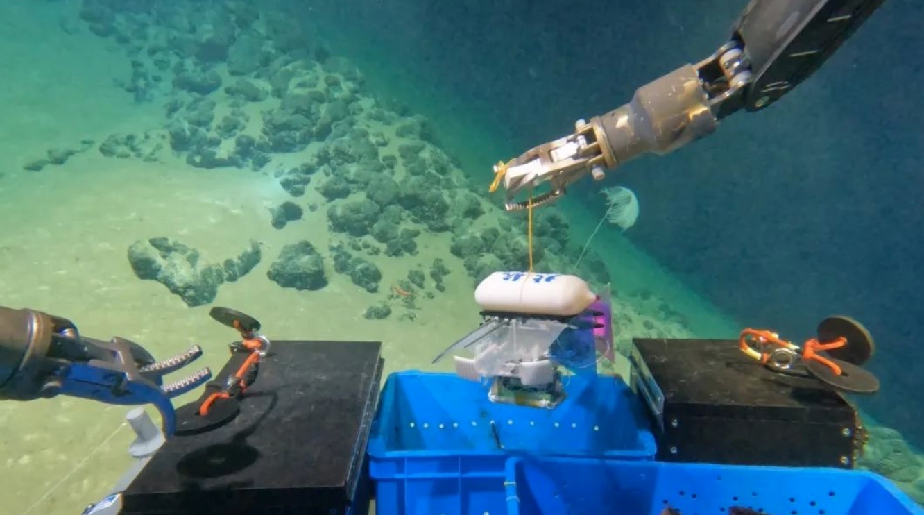 北航深海小型機器人在深海測試。校方供圖
