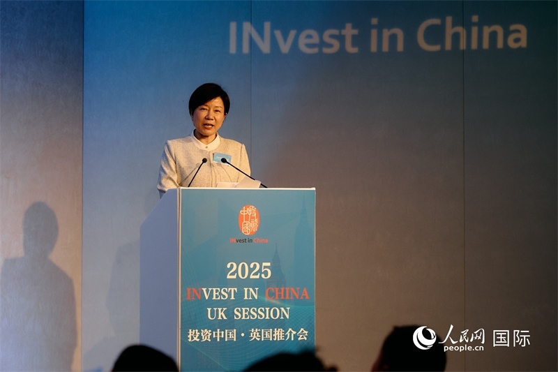 湖南省商務(wù)廳廳長龍小紅做商務(wù)工作情況推介。楊浩鵬攝。